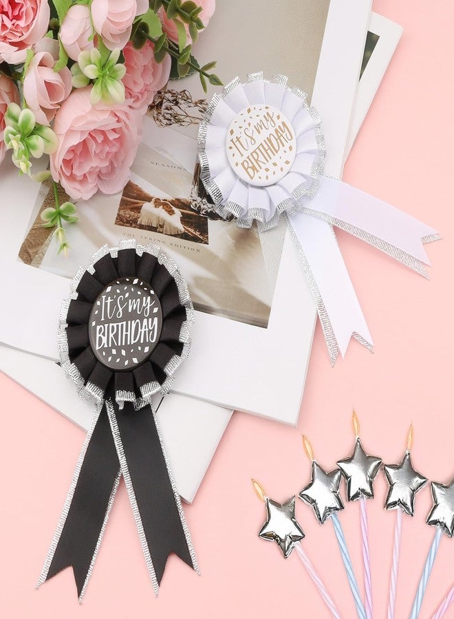 ECNHIVE 2PCS It's My Birthday Pin & Ribbon Set - Black & White Birthday Badge with Festive Ribbon for Girls, Boys, Women, Men | Happy Birthday Pin - Image 3